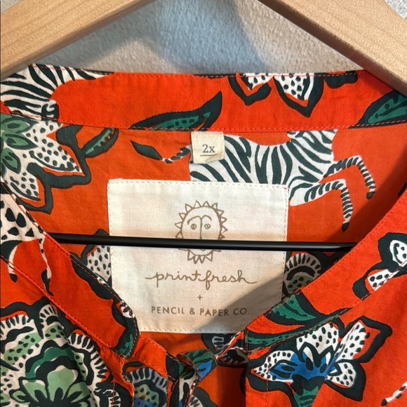 NWT Print Fresh + Pencil & Paper Co. Orange Floral and Animal Print Dress - Picture 3 of 12